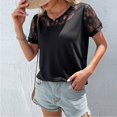 thumbnail image 2 of Camiseta femenina, camiseta de manga corta con empalme de encaje para mujer, camiseta femenina con empalme de encaje, camiseta femenina de alta precisión y funcionalidad, 2 of 8