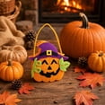 thumbnail image 5 of Felt Witch Hat Jack O Lantern Halloween Treat Carry Bag Gothic Spooky Pumpkin Candy Storage Tote, Seasonal Tabletop Candy Station Decor for Halloween Party Entryway Displays, 5 of 6