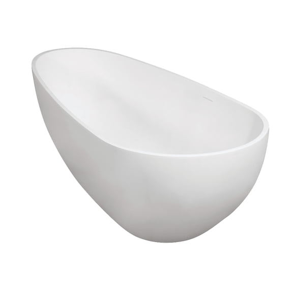 Kingston Brass VRTOV713422 72-Inch Solid Surface Egg Shaped Double Ended Freestanding Tub with Drain in Glossy White/Matte White