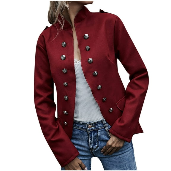 IROINNID Women's Short Open Front Jacket Solid Color Long Sleeve Warm Coat Cardigan Winter Sleeve Outerwear, Red