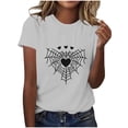 thumbnail image 5 of Uootdi Halloween Womens Tops Short Sleeve Simple Spider Web Heart Graphic Relax Fit Casual T Shirt Halloween Everyday Outfit Blouses, 5 of 8