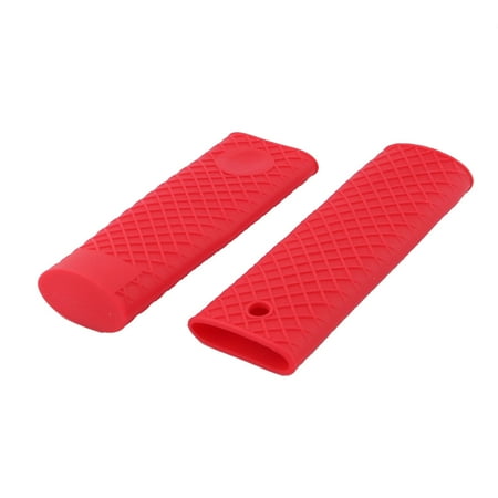 Handle Cover Set - Silicone Heat Protecting Hot Pans Pot Handle Sleeve Cover Set Red 2pcs