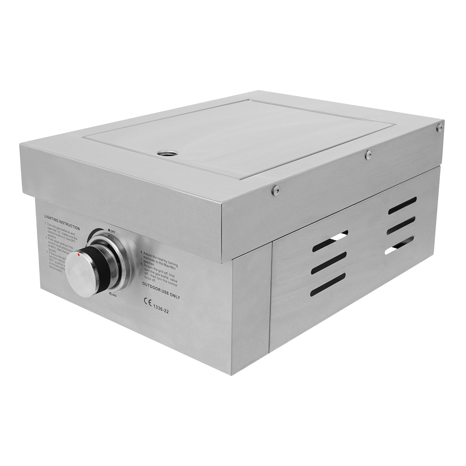 304 Stainless Steel Gas Stove, Grilling Side Burners Propane Single Burner with Cover, 3.5kW High Power Built-in Cooktop for Outdoor Kitchen & BBQ