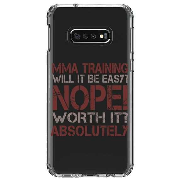 DistinctInk Clear Shockproof Hybrid Case for Samsung Galaxy S10e (5.8" Screen) - TPU Bumper Acrylic Back Tempered Glass Screen Protector - MMA Training Easy? Nope! Worth It!