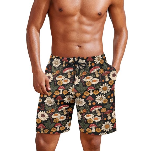 Yuyamidu Mushroom Mens Swim Trunks Quick Dry & Breathable Beach Shorts Vacation Bathing Suits for Summer Swimming Pool Outings Man S