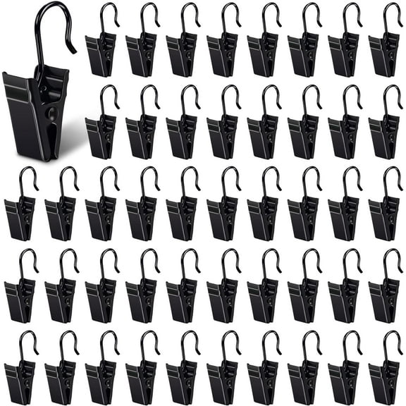 Sopito Curtain Clips with Hook, 100 Pack Small Metal Hangers for Outdoor Camp Tent Decor Vendor Booth Display Awning Light Party Art Photos Tablecloth, Black
