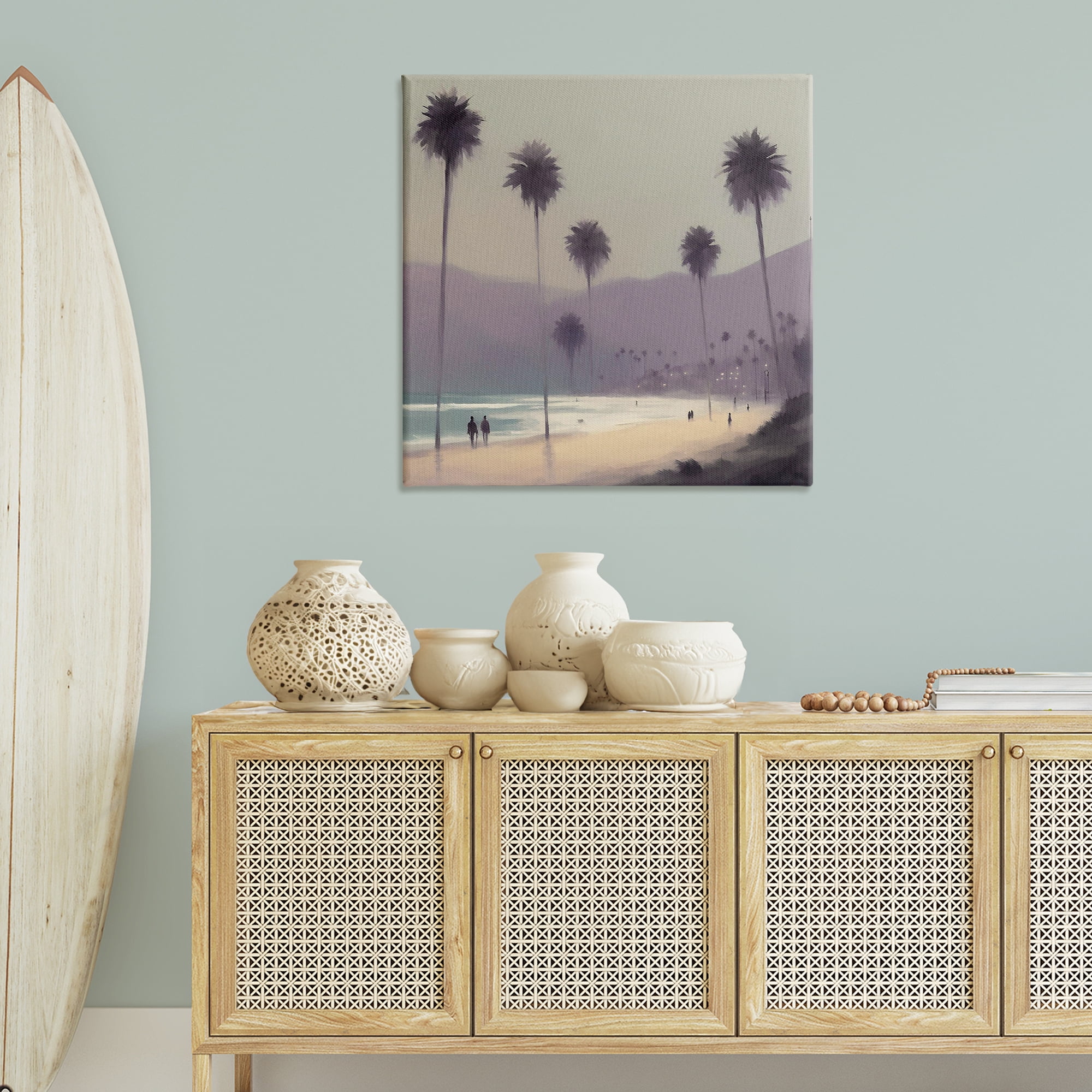 Stupell Industries Looming Palms Beach Landscape & Nature Painting Wrapped Canvas Art Print Wall Art, 36 x 36