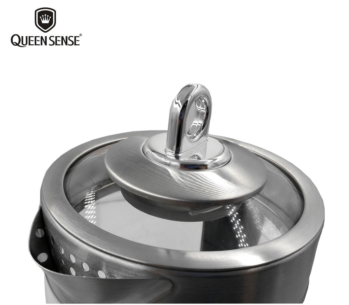 [Factory Store] QUEEN SENSE SpeedBoil Cordless Electric Kettle Glass Tea, Double Wall Coffee Pot 1.7 Liter Cordless with LED Light, BPA-Free with Auto Shut-Off and Boil-Dry ProtectionGK1501