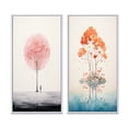 thumbnail image 2 of Designart "Impression of Solitude Minimal Watercolor Single Tree I" Landscape Trees Framed Wall Art Set Of 2 - Traditional Pink Framed Wall Art Set Of 2, 2 of 6