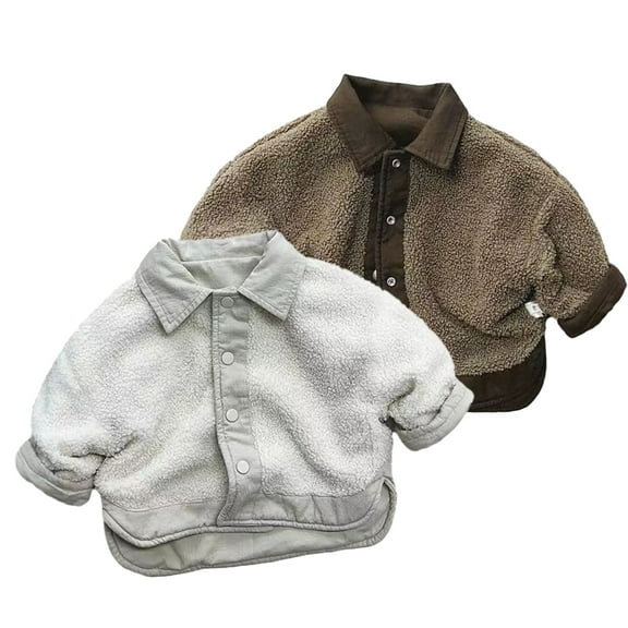 Esaierr Kids Toddler Boys Girls Fleece Shirt 1-8Y Baby Warm Shirt Autumn Winter Shirt Long Sleeve Solid Color Casual Autumn Winter Thick Shirt