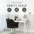thumbnail image 6 of Impressions Vanity Coco Quilted Velvet Desk Chair with Wheels and Adjustable Height (Black), 6 of 6