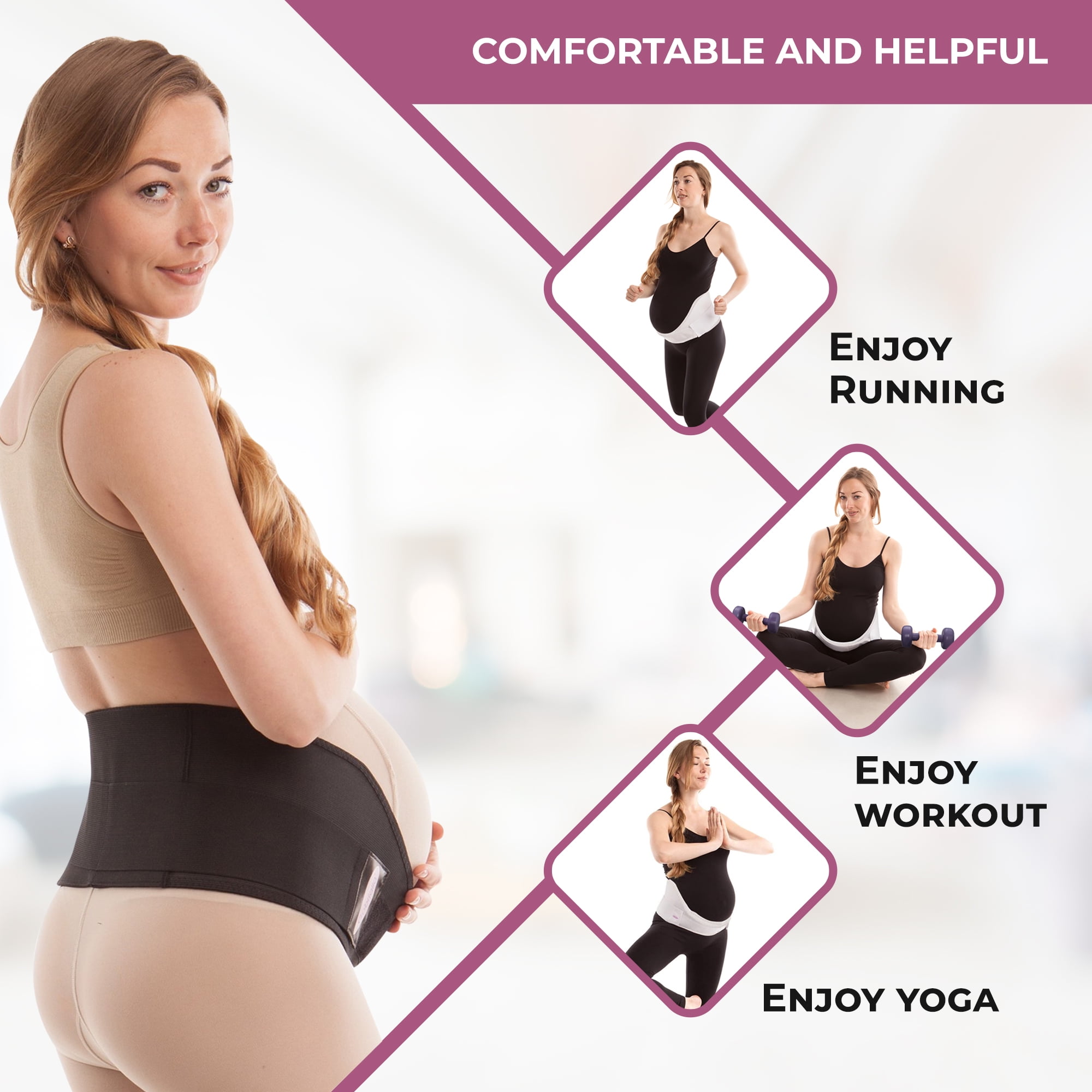 GABRIALLA Elastic Pregnancy Belly Band for Pregnant Women, Adjustable Maternity Belt, MS-96 (Black, Medium)