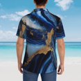 thumbnail image 4 of Fuzoiu Navy Blue Marble Print Hawaiian Shirt for Men, Summer Beach Casual Short Sleeve Button Down Shirts, Men’s Beach Summer Shirts with Pocket,Small, 4 of 7