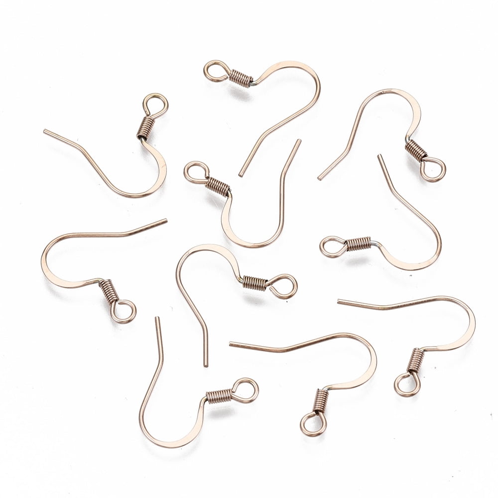 304 Stainless Steel French Earring Hooks Flat Earring Hooks Ear Wire with Horizontal Loop Cadmium Free & Nickel Free & Lead Free Rose Gold 17~19x18.5mm Hole: 2mm 21 Gauge Pin: 0.7mm