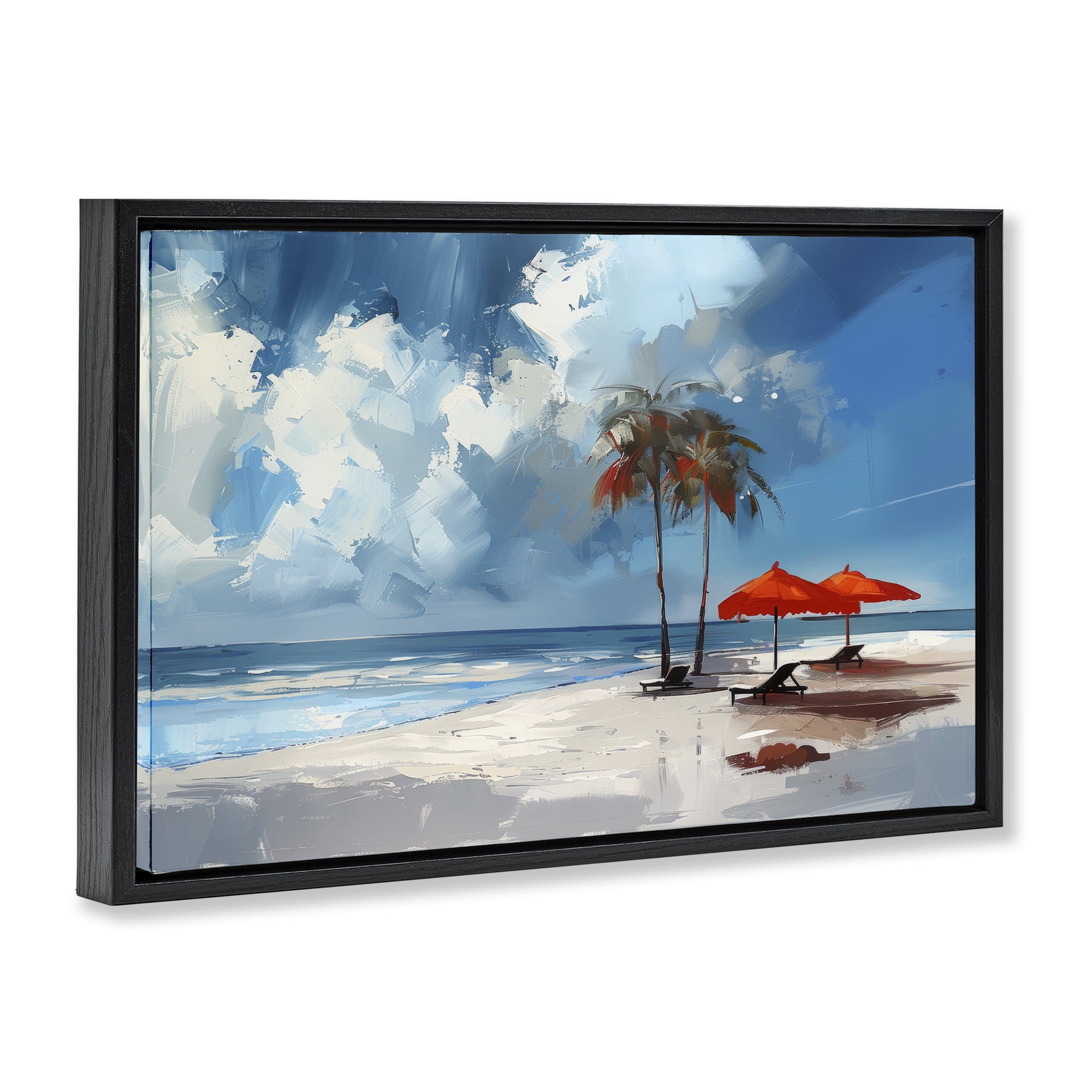 Stupell Industries Sunny Seaside Palette Nautical & Beach Painting Black Floater Framed Canvas Art Print Wall Art, 31 x 21