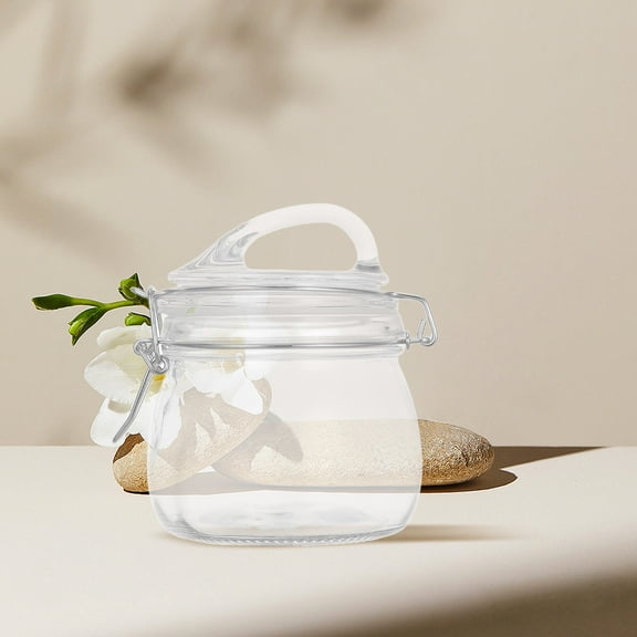 FRCOLOR Clear Glass Jar with Lid for Honey Pickles and Jam Airtight For Pickles Kimchi Sauerkraut Tea Leaf for Kitchen Use 500ml