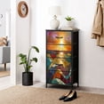 thumbnail image 6 of Stained Glass Style Dresser for Bedroom with 4 Storage Drawers Illuminated Sunset Sea Scene Dressers Chest of Drawers Steel Framed Fabric Closet Organizers for Nursery Entryway Housewarming Gift, 6 of 8