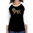 thumbnail image 1 of LA Pop Art Women's Raglan Baseball Word Art T-shirt - Lion, 1 of 2
