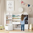 thumbnail image 6 of Homfa 55" W Kid Bookcase with Chalkboard, Toy Storage Organizer with Book Rack and Removable Drawers, Kid Bookshelf with Cube Storage for Bedroom Playroom, White, 6 of 8