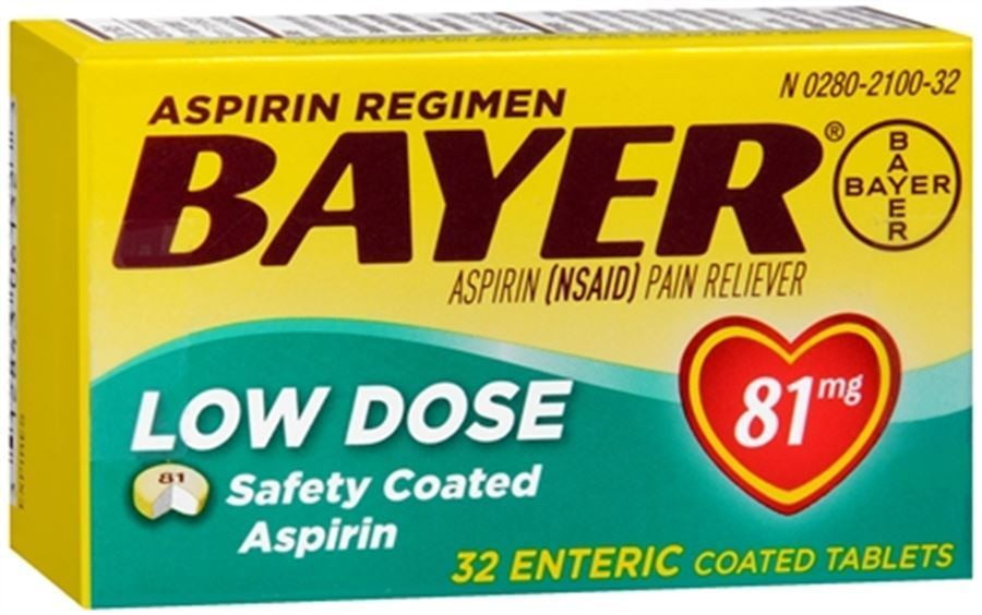 Bayer (NSAID) Low Dose (3Pack) Safety Coated Aspirin, 81 mg Box of 32 Tablets (Set of 3