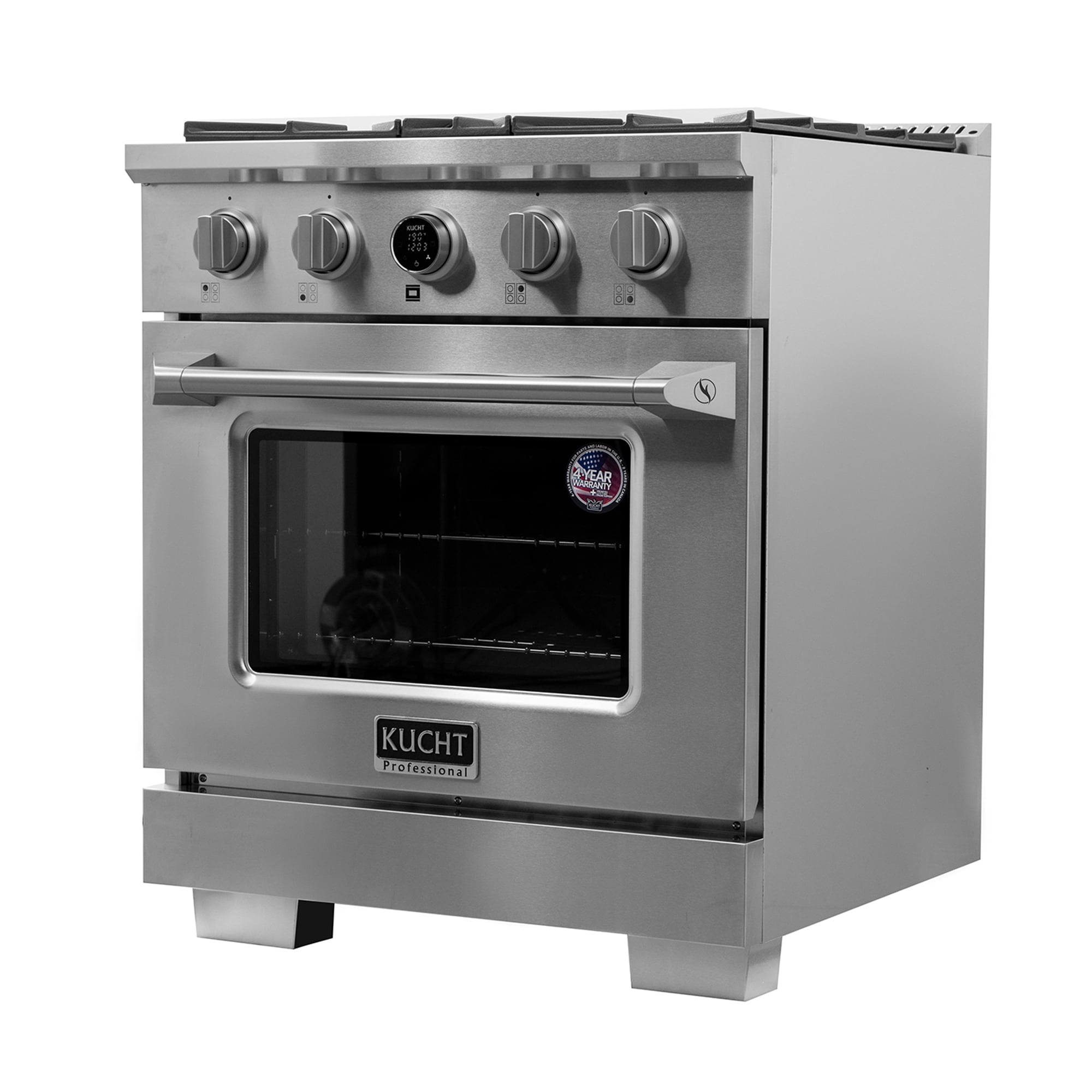 30 in. 4.2 cu. ft. 4 Burners Dual Fuel Range for Natural Gas in Stainless Steel.