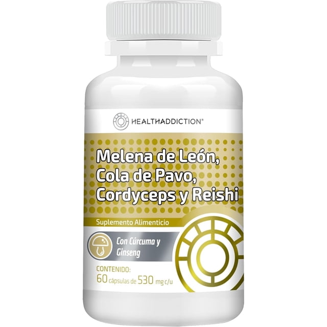 Melena De Leon Healthaddiction Cordyceps Cola De Pavo Y Reishi 60 Cápsulas