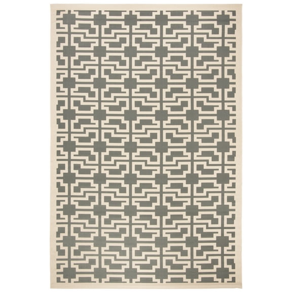 SAFAVIEH Courtyard Thurstan Geometric Indoor/Outdoor Area Rug, Grey/Beige, 2'7" x 5'