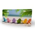 thumbnail image 2 of Yehwow Beach Chairs Tropical Beach Scene Metal Car Plate Decorative Aluminum License Plate Tag Sign, 2 of 5