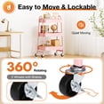thumbnail image 3 of Gianna 3‑Tier Utility Rolling Cart Metal, 3‑Tier Slim Storage Design, Lockable Wheels, Pink, 3 of 7