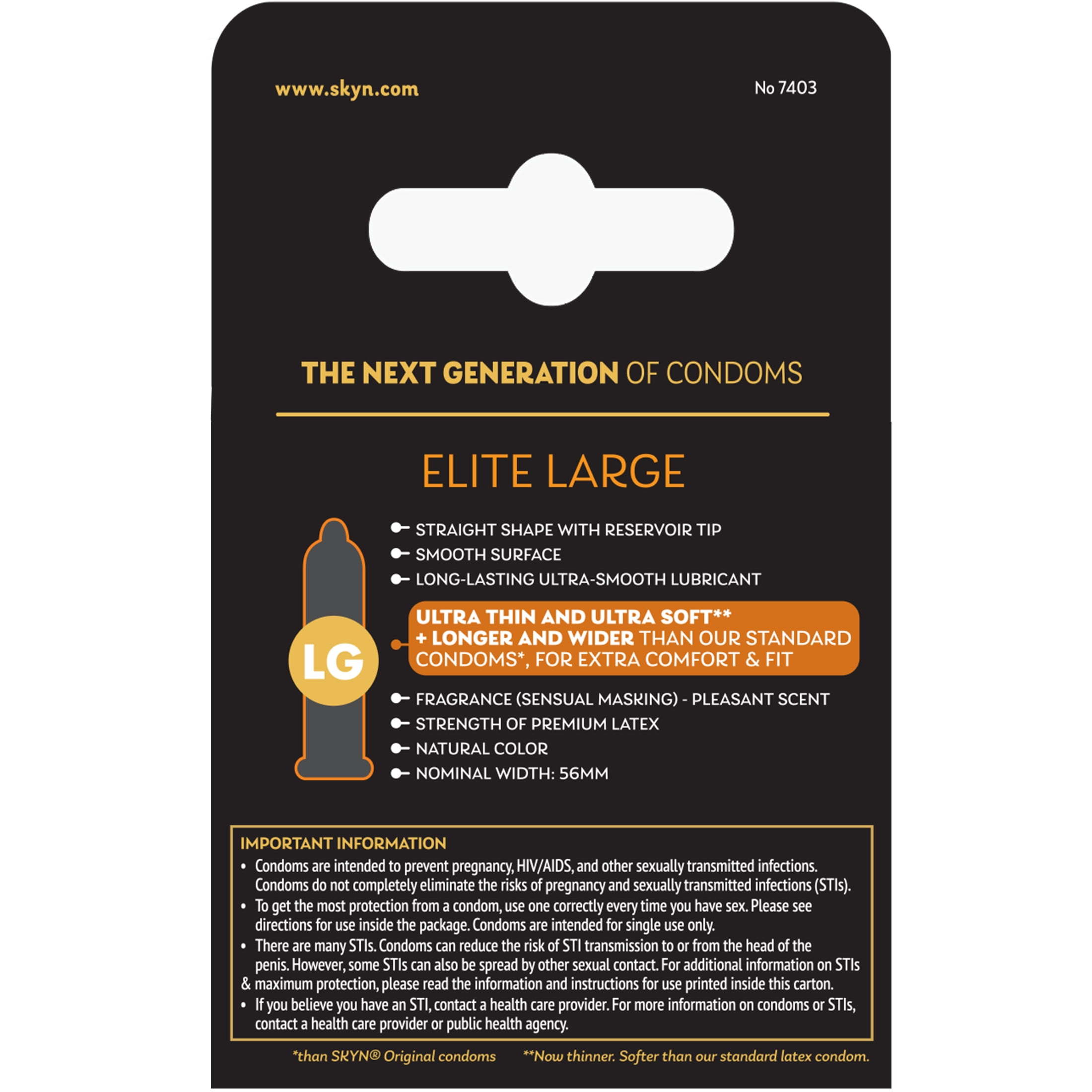 (3 pack) SKYN, Elite Large Non-Latex Lubricated Condoms, 3 Count