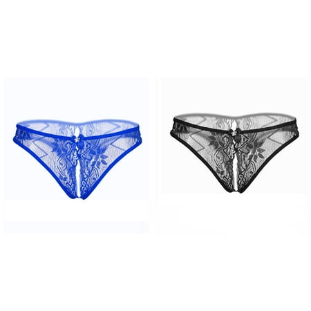 (2-Pack) Kcodviy Panties Thongs Lace Sleepwear Panties Strings Transparent Women Sheer Dress for Women G Underwear