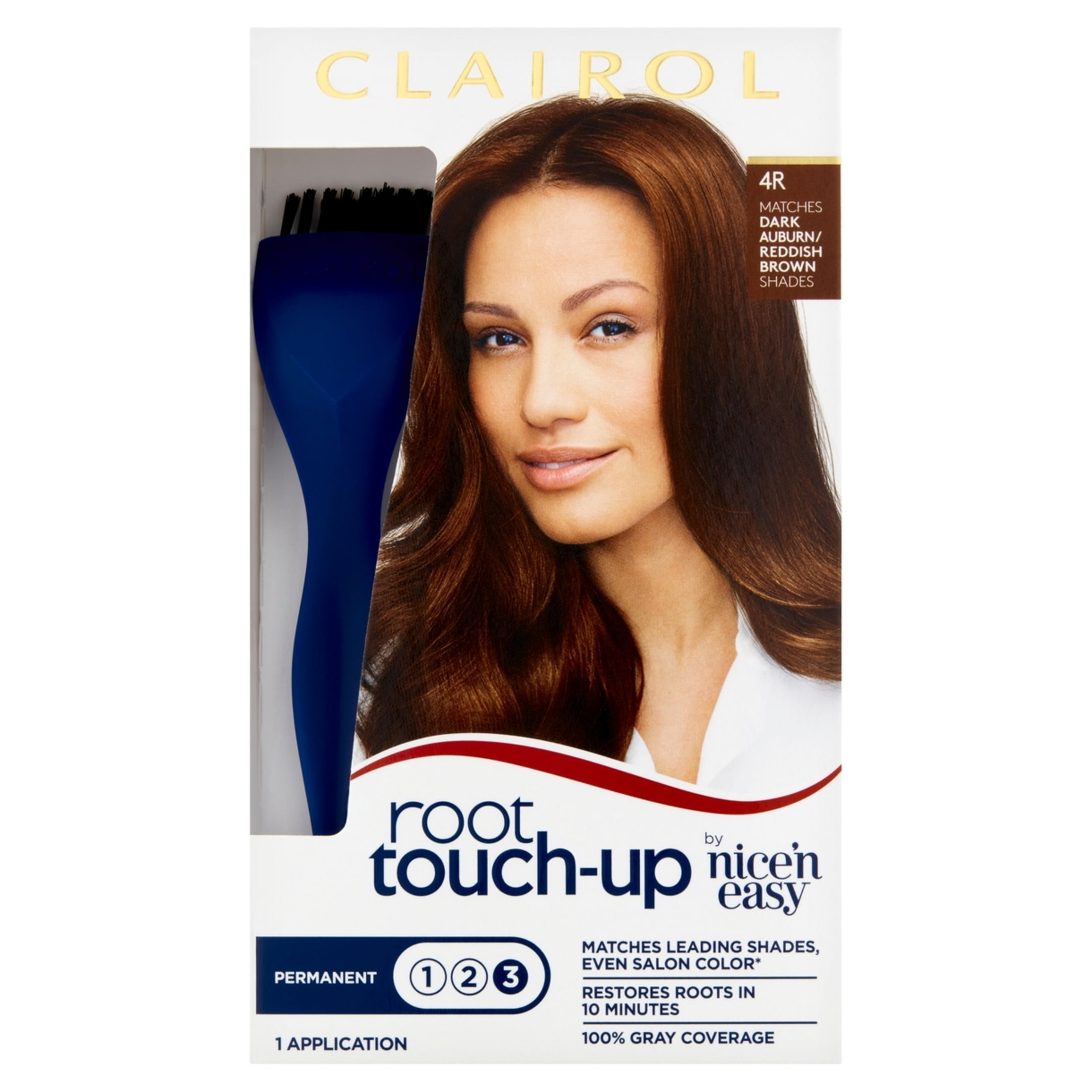 Clairol Root Touch-Up Permanent Hair Color Creme, 4R Matches Dark Auburn/Reddish  Brown Shades, 1 Application, Hair Dye 