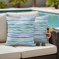 thumbnail image 6 of 2 Pack Outdoor Waterproof Throw Pillow Covers,Oceans Style Striped Decorative Square Pillow Case Patio Pillowcases for Chair Couch Sofa 16x16in, 6 of 9
