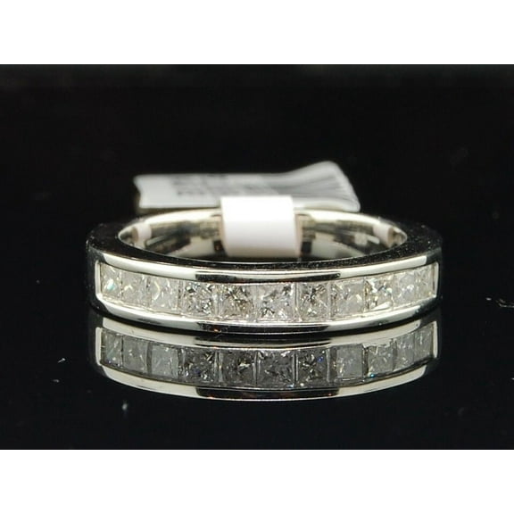 Ladies 14K White Gold Princess Cut Diamond Wedding Band Engagement Ring 0.50 Ct