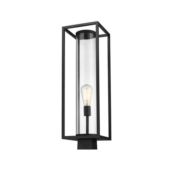 1 Light Outdoor Pier Mount With Seedy Glass In Modern Style-24.75 Inches Tall And 10 Inches Wide Z-Lite 594Phbs-Sqpm-Bk