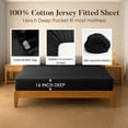 thumbnail image 4 of Dan River King Fitted Bottom Sheet only Jersey Knit Cotton Soft Absorbent with Deep Pocket - Black, 4 of 10
