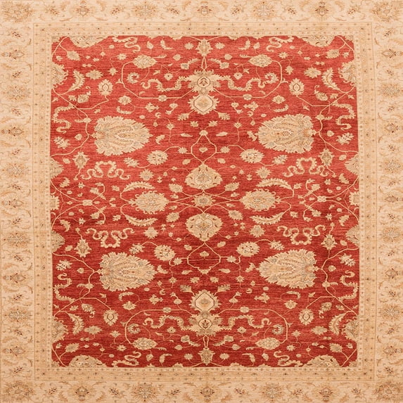 Ahgly Company Machine Washable Indoor Square Abstract Scarlet Red Area Rugs, 6' Square
