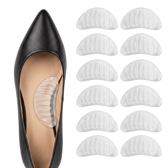 ROSEXIXI 12 Pcs Arch Support Inserts Women Self-Adhesive Gel Foot Pads for Flat Feet Plantar Fasciitis