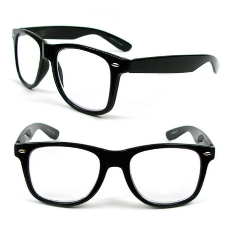 Large Frame Glasses - 2 Pair of Large Classic Frame Reading Glasses Nerd Geek Retro Vintage Style +2.00 in Strength