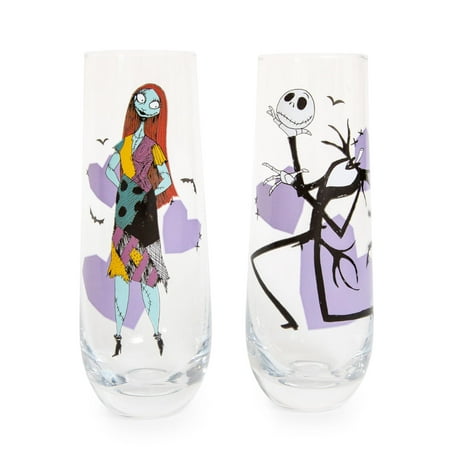 

Disney The Nightmare Before Christmas Jack and Sally Fluted Glassware | Set of 2