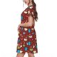 thumbnail image 2 of Easygdp Coffee Cups para Vestido Transpirable de Mujer, Vestido Suelto de Manga Corta con Pliegues y Bolsillos para el Verano, 2 of 5