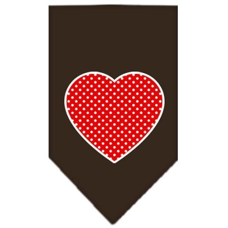 - Red Swiss Dot Heart Screen Print Bandana Cocoa Small
