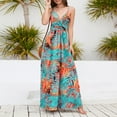 thumbnail image 1 of Vestido Largo Vestido largo de playa para mujer, cuello en V, vestido suelto, línea A, cintura alta elástica para vacaciones Ygjytge Naranja M para Mujer, 1 of 1