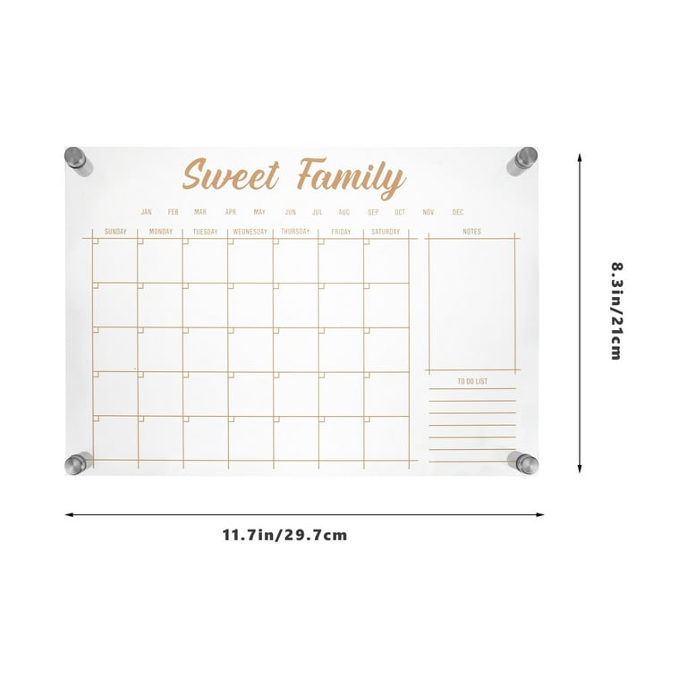 Weekly Planner Board Acrylic Magnetic Calendar for Fridge Digital Glass  Whiteboard Clear Erasable Dry Erase Office - Walmart.com