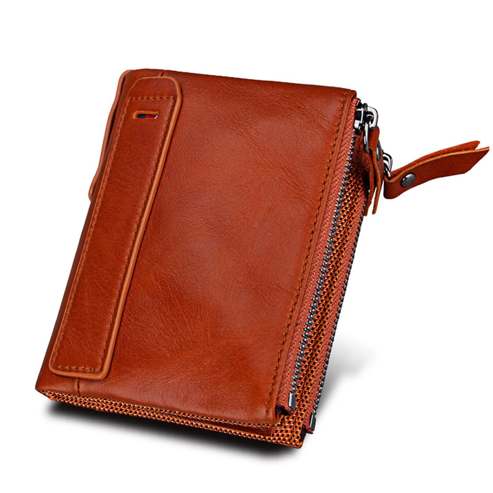 Men Wallet Genuine Leather ID Credit Card Holder RFID Blocking Zipper Purse US Men Wallet Genuine Leather ID Credit Card Holder RFID Blocking Zipper Purse US