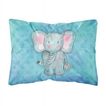 Carolines Treasures BB7372PW1216 Blue Elepant Watercolor Canvas Fabric Decorative Pillow  12H x16W multicolor