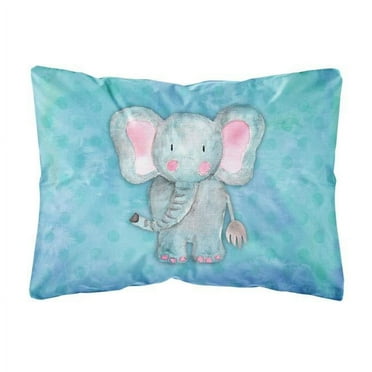 Carolines Treasures BB7372PW1216 Blue Elepant Watercolor Canvas Fabric Decorative Pillow  12H x16W multicolor