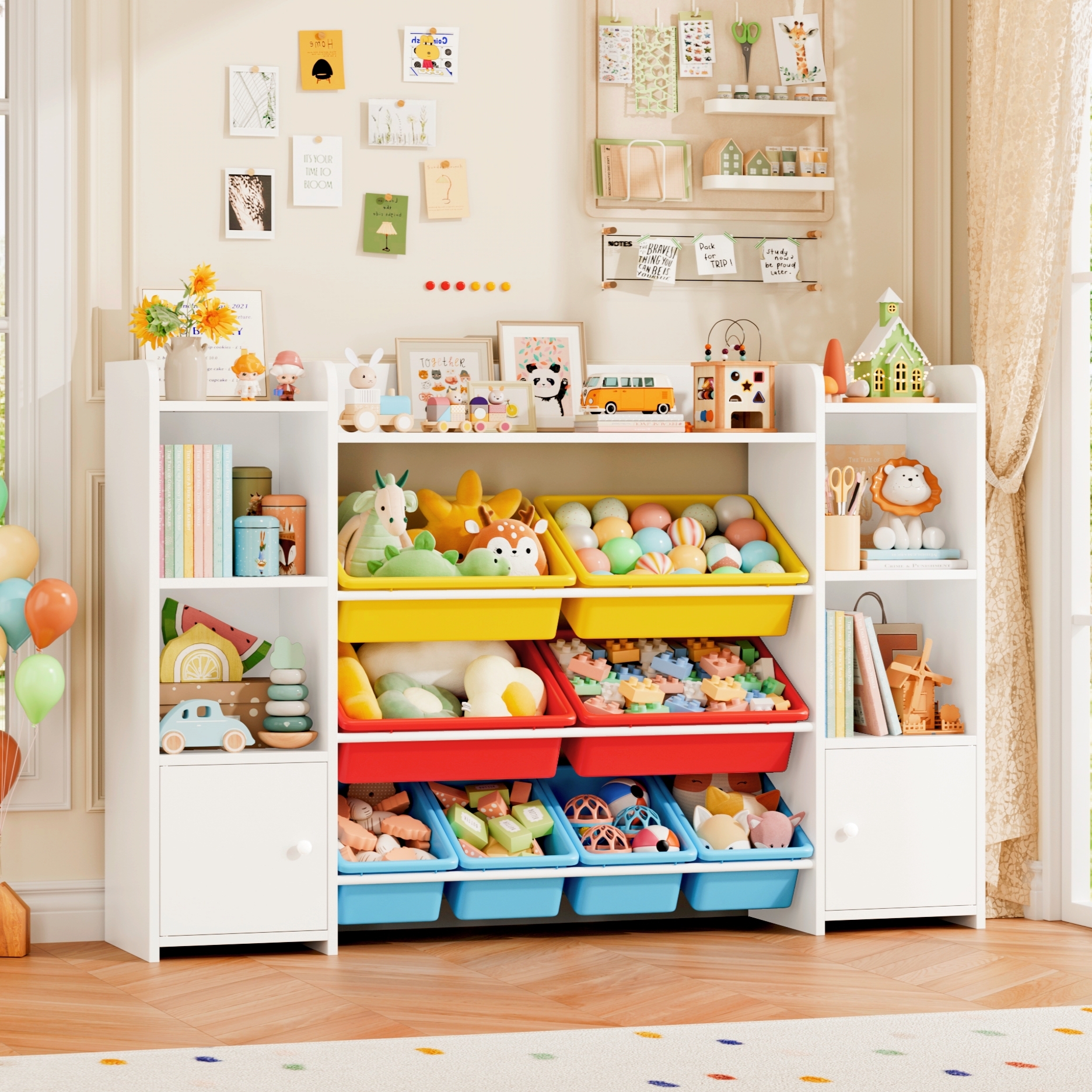 Homfa Kids Toy Storage Organizer with 8 Bins, White photo 1