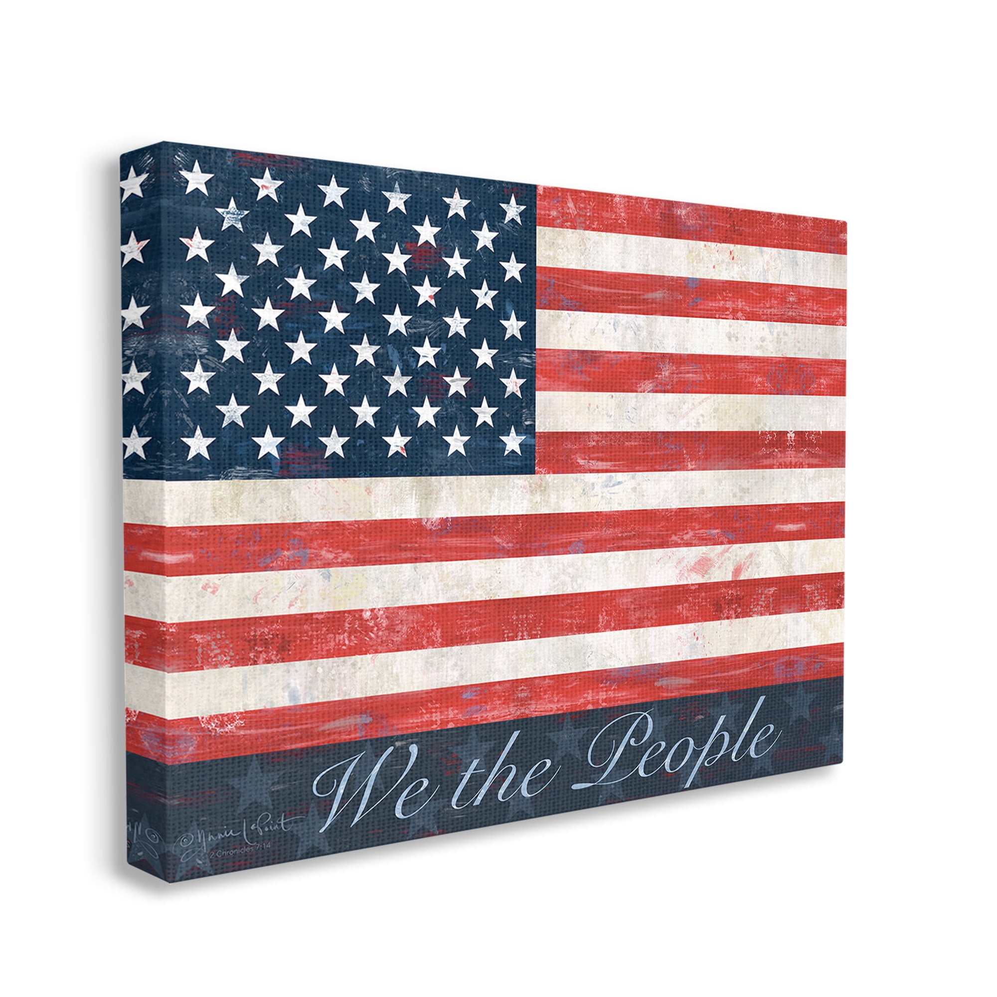 Stupell Industries We The People Flag Typography Painting Gallery Wrapped Canvas Art Print Wall Art, 48 x 36