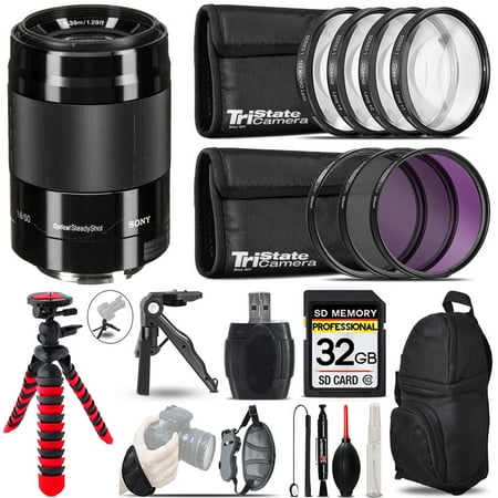 Sony E 50mm f/1.8 OSS Lens (Black) + MACRO  UV-CPL-FLD Filter - 32GB Accessory Kit